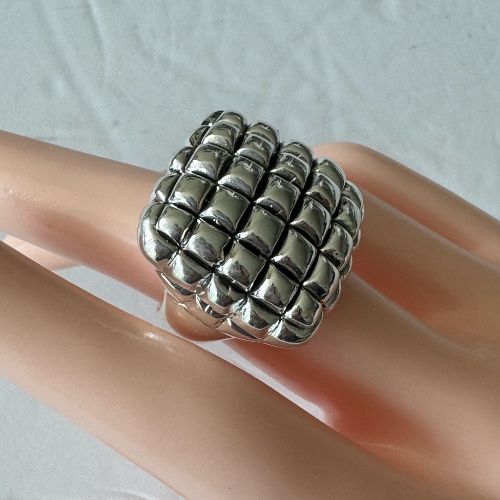 Indigo Falls Made In Thailand Sterling Silver 925 Electroform Waffle Ring Sz.7.5